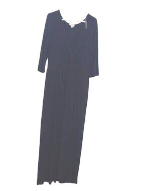 Bluebell Womens Black Maxi Wrap Dress 3/4 Sleeve Size 2XG Rayon Blend